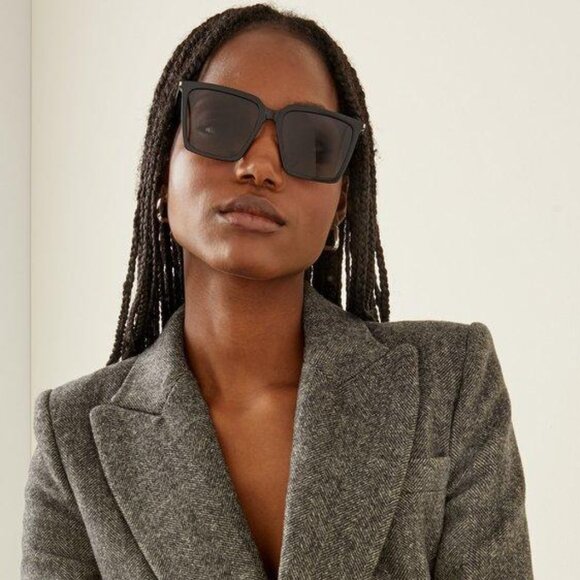 Saint Laurent SL474 005 Sunglasses Yellow Square Frame, Brown Lenses - Picture 7 of 11